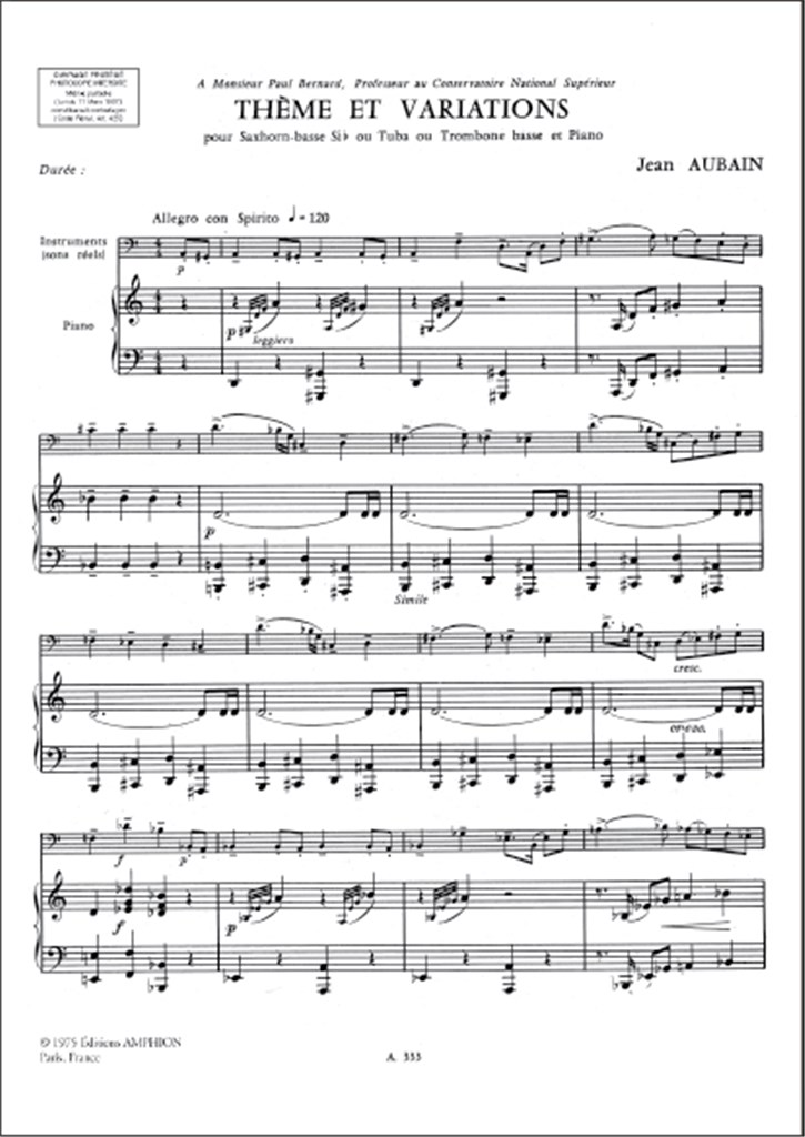 Theme et Variations Tuba